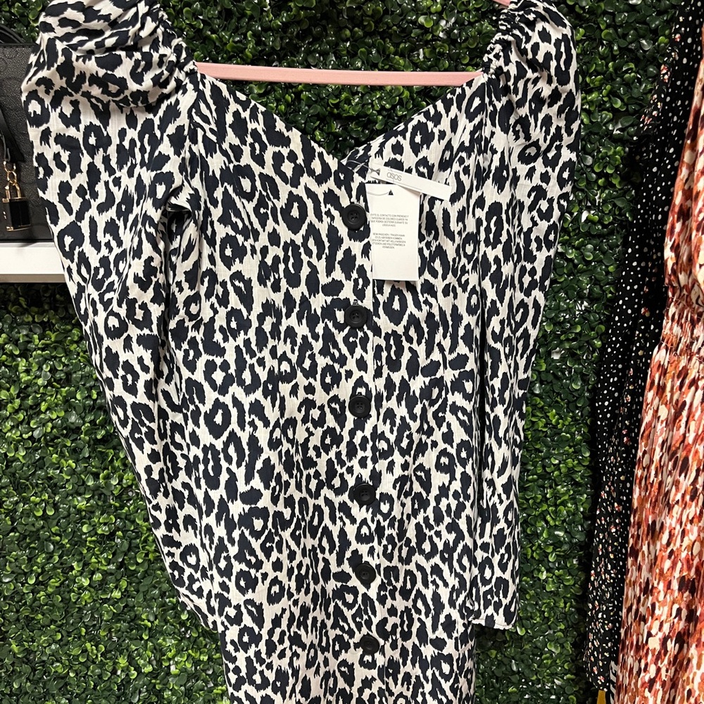 ASOS Black and White Leopard Print Blouse